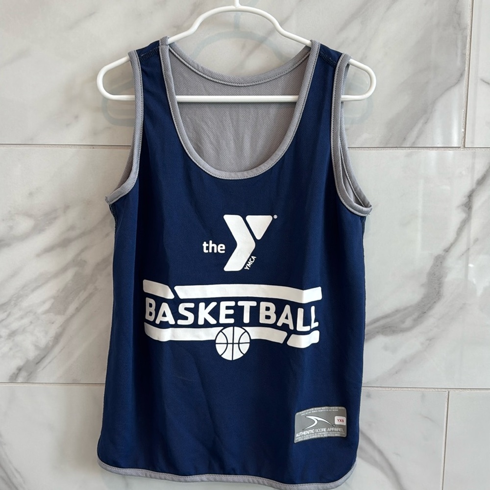 Kids  Reversible Basketball Jersey Shirt, YMCA Basketball shirt Size YXS
